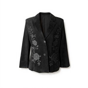 Brandon Thomas Dark Academia Floral Embroidered Western Blazer Jacket
